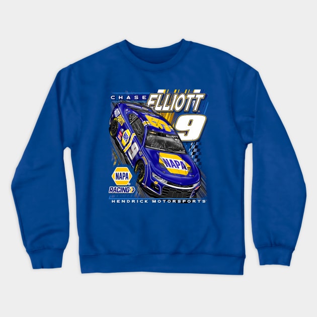 Chase Elliott Royal Car Crewneck Sweatshirt by ganisfarhan